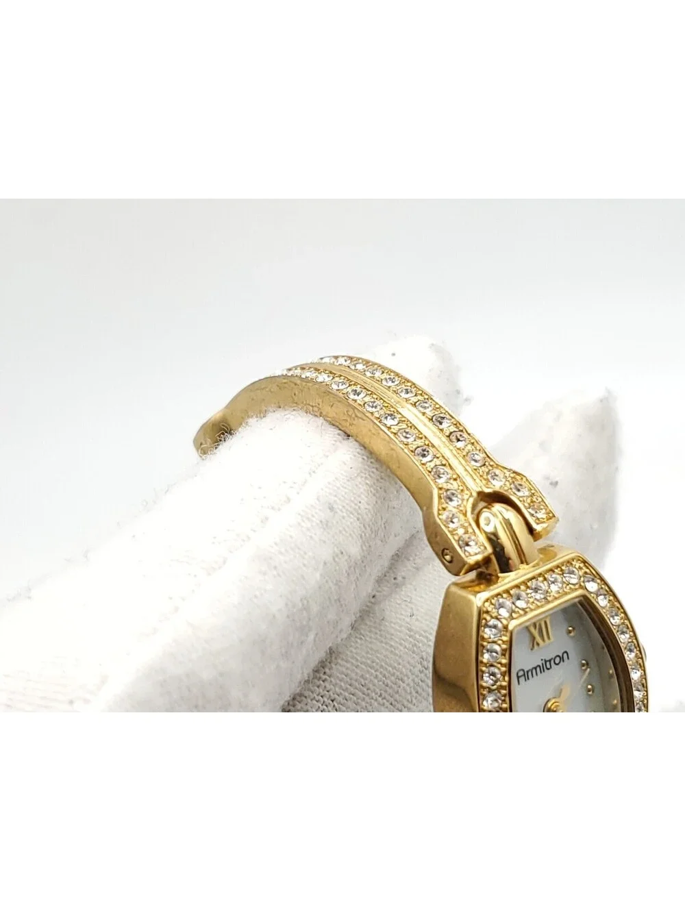 Armitron Now Quartz Watch Womens New Battery Gold Tone MOP Dial 16mm